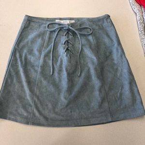Dry Goods blue suede mini skirt